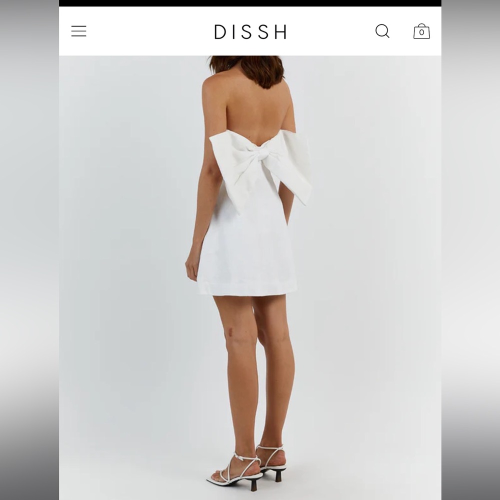 NWT DISSH AISLE WHITE LINEN BACK BOW DRESS